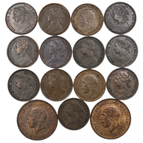 24 - Farthings (13), mostly Victorian, comprising 1875H, 1875, 1879, 1883 (2), 1874 (5), 1887, 1927 &... 