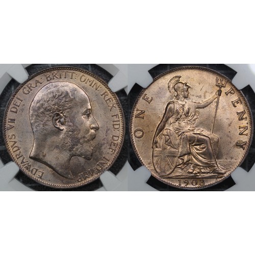 32 - 1903 Penny, Edward VII. Graded NGC MS63RB with occasional spots otherwise with bright cartwheel lust... 