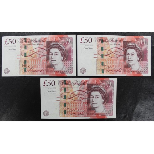 9 - A set of 3 consecutive serial number Boulton & Watt £50 notes (AD20 930189-191). aEF, some... 