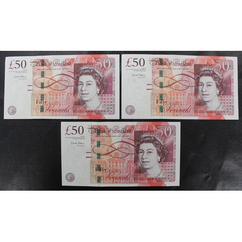 10 - A set of 3 consecutive serial number Boulton & Watt £50 notes (AD20 930023-025). gVF/aEF, ... 