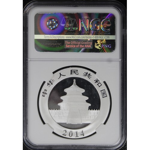 267 - China 2014 silver 10 yuan Panda. Graded NGC MS70, FDC and presented in Panda holder.