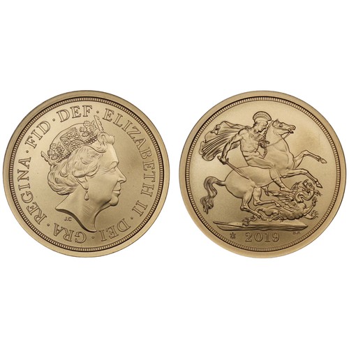 102 - 2019 Strike on the Day plain edge sovereign commemorating the 200th Anniversary of the birth of Prin... 
