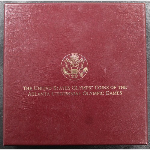 132 - USA 1995 Olympic 4-coin proof set including gold $5 eagle struck for the Centennial 1996 Games in At... 