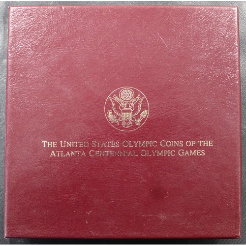 133 - USA 1995 Olympic 4-coin proof set including gold $5 eagle struck for the Centennial 1996 Games in At... 