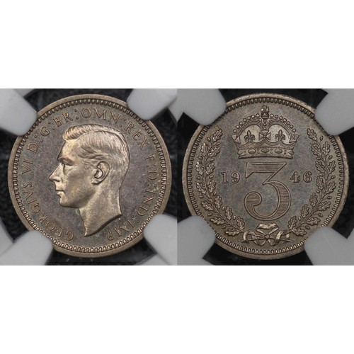 55 - 1946 Maundy Set, George VI. Obv. bare head left, Rev. crowned denominations dividing date. An origin... 