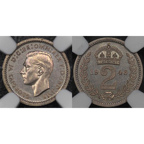55 - 1946 Maundy Set, George VI. Obv. bare head left, Rev. crowned denominations dividing date. An origin... 