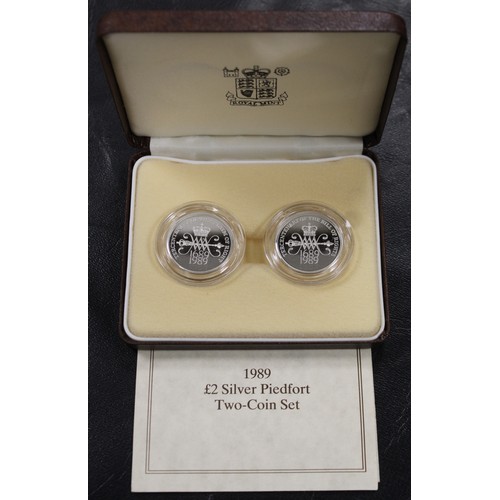 164 - 1989 Silver proof piedfort 2-coin set including the Bill and Claim of Rights. As struck, cased with ... 