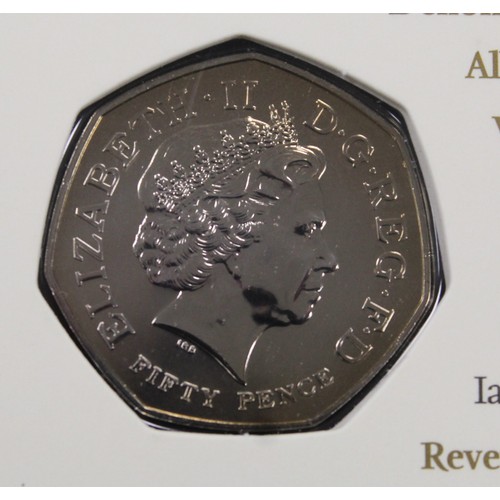 144 - BUNC 2009 Kew Gardens 50p in Royal Mint flower presentation pack. nFDC with soft obverse toning.