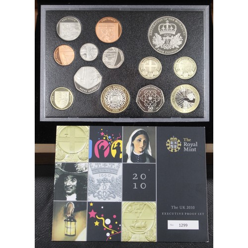 205 - 2010 Royal Mint 13-coin executive proof set including Restoration of the Monarchy commemorative £5. ... 