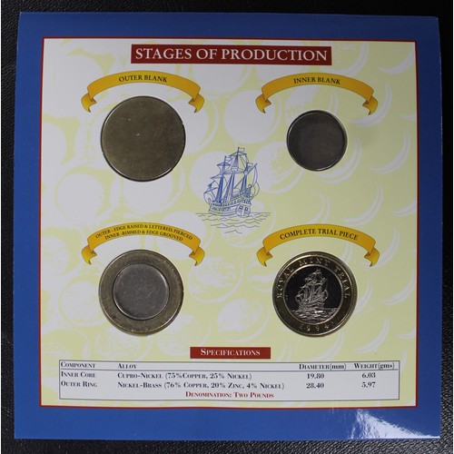 165 - 1994 Royal Mint Trial £2 coin set in presentation pack. The set demonstrates the stages of mintage o... 