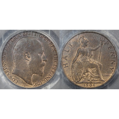 26 - 1906 Half Penny, Edward VII. Softly struck with underlying mint colour. Graded CGS78. gEF/aUNC. [Fre... 
