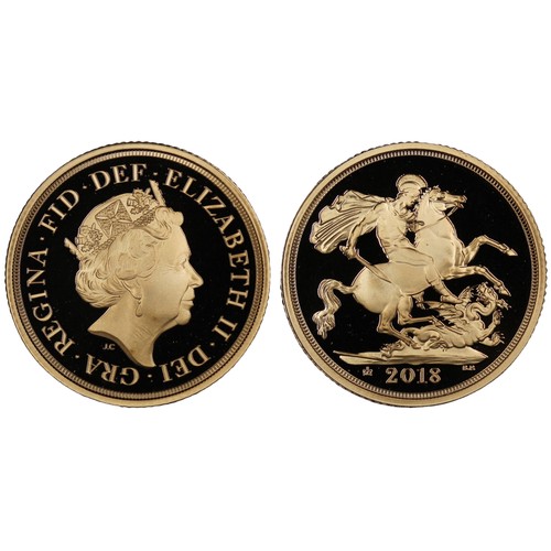 101 - 2018 Gold proof sovereign, Elizabeth II. Struck with a crowned 