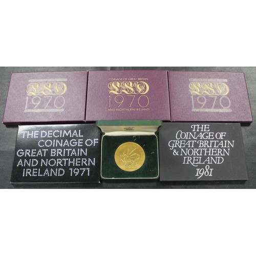 198 - Pre-decimal & decimal proof year sets (5) and 1969 investiture medal. Sets to include 1970 (3), ... 