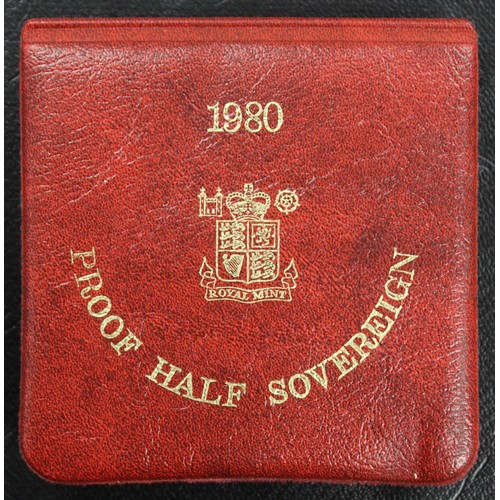 92 - 1980 Proof Half Sovereign, Elizabeth II. Presented in original red case of issue (no COA). Obverse h... 