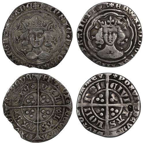 20 - A pair of groats including Henry VI rosette mascle issue, Calais, and Edward III pre treaty series G... 