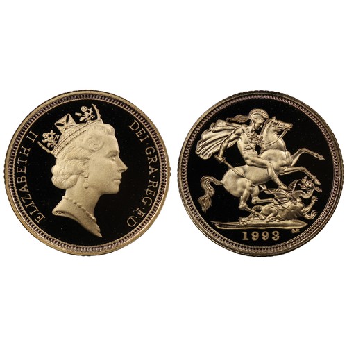 103 - 1993 Proof half sovereign, Elizabeth II. Strike through error under F of F.D. with a couple of trivi... 