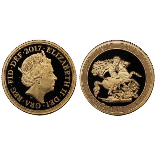 187 - 2017 Piedfort proof sovereign, Elizabeth II. Special reverse design commemorating the 200th Annivers... 