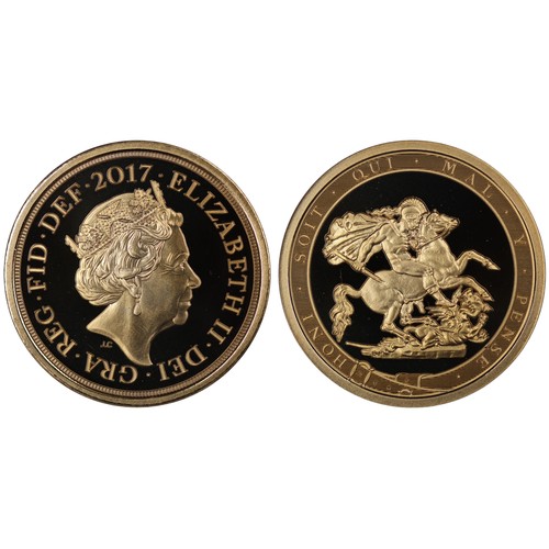 180 - 2017 Strike on the Day sovereign, Elizabeth II. Struck to uncirculated standard with a proof-like fi... 