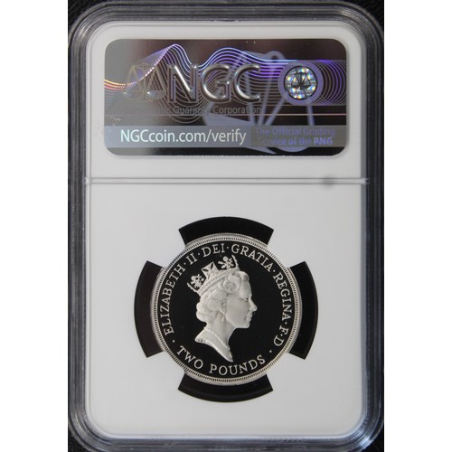 253 - NGC PF69 Ultra Cameo 1995 Silver proof £2 with the Dove of Peace commemorating the end of WWII. FDC/... 