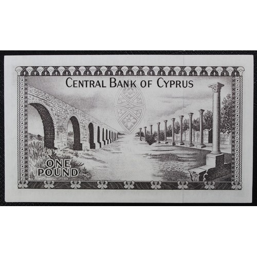 2 - Cyprus 1975 £1 banknote (P43c). UNC or near so, the corners lightly curved.