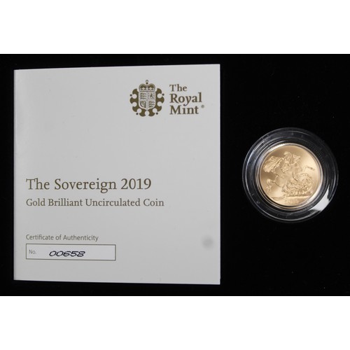 174 - 2019 Sovereign, Elizabeth II. Struck with matt finish to brilliant uncirculated standard with few li... 