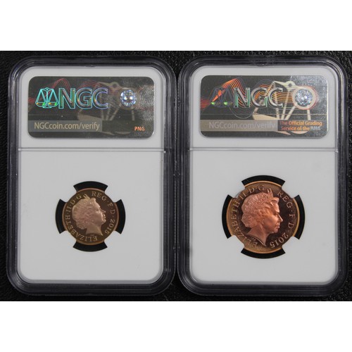 227 - NGC PF68RD & PF66RD Ultra Cameo 2015 1p & 2p coins. Both richly toned with nice eye appeal.... 