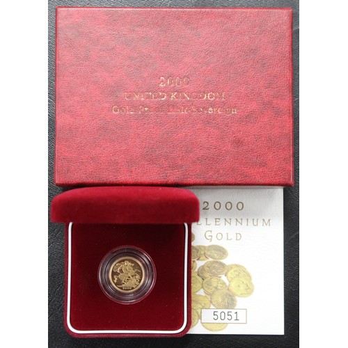 109 - 2000 Proof half sovereign, Elizabeth II. Handled with some light surface marks. Obverse portrait by ... 