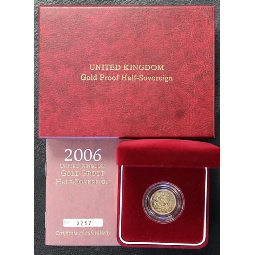 114 - 2006 Proof half sovereign, Elizabeth II. Handled with surface hazing and occasional spot. Obverse po... 