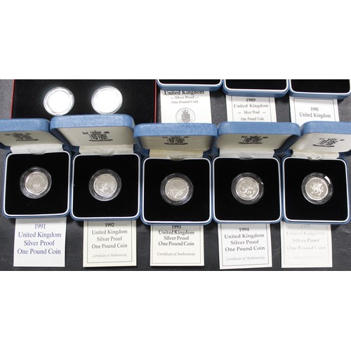 247 - Silver proof £1 coin date run 1984-2000 inclusive (17). All much as struck, all cased with COA's.