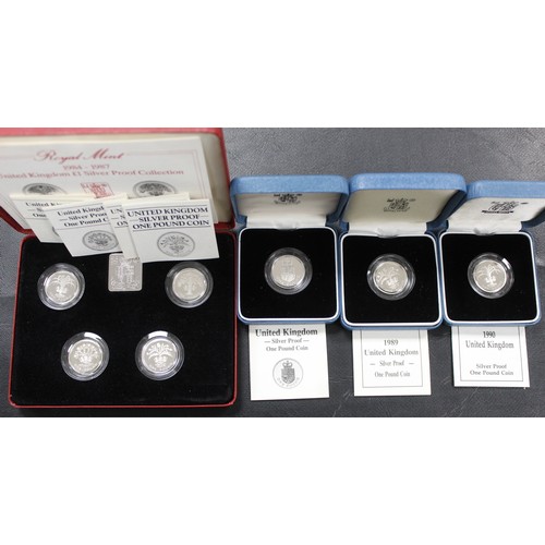 247 - Silver proof £1 coin date run 1984-2000 inclusive (17). All much as struck, all cased with COA's.