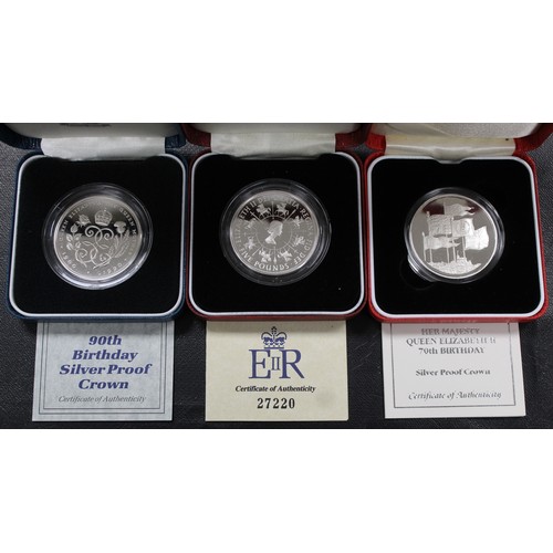 264 - Silver proof £5 coins (5) comprising 1980 Queen Mother 90th Birthday, 1993 Coronation 40th Anniversa... 