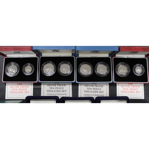 216 - Silver piedfort proof & silver proof coins (13) comprising 1982 piedfort 20p (3), 1992 piedfort ... 