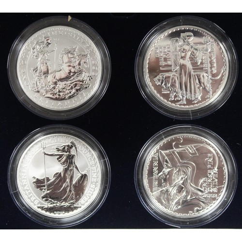 218 - Silver Britannia £2 4-coin presentation set with differing reverse designs. Set includes 1999, 2001,... 