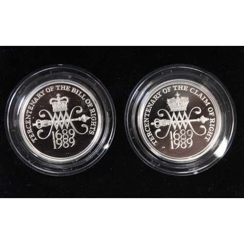 249 - 1989 Silver proof £2 2-coin set including the Bill and Claim of Rights. As struck, cased with COA.