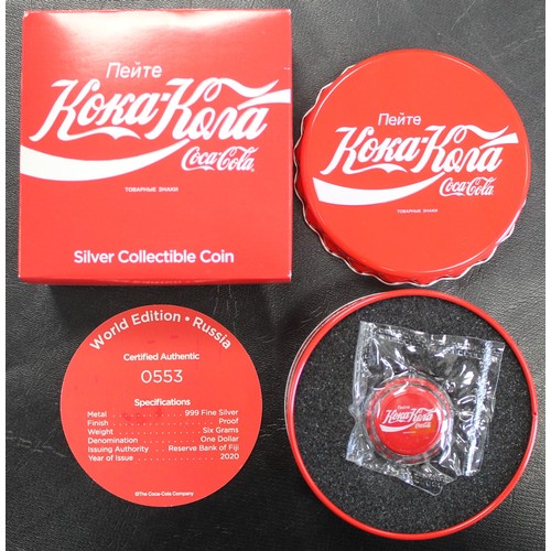 310 - Coca-Cola World Edition 2020 Fiji $1 presented in Russia Edition pack. Mint sealed as issued with ti... 