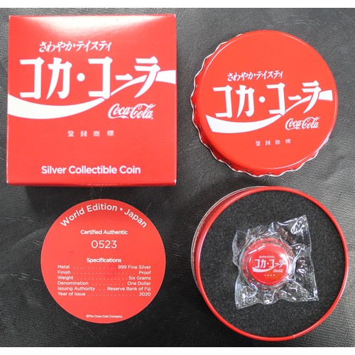 308 - Coca-Cola World Edition 2020 Fiji $1 presented in Japan  Edition pack. Mint sealed as issued with ti... 