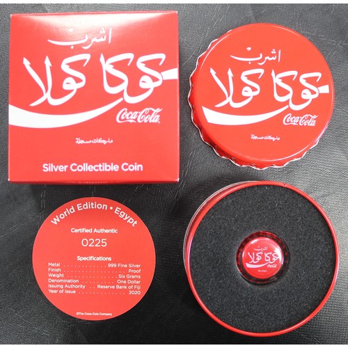 307 - Coca-Cola World Edition 2020 Fiji $1 presented in Egypt Edition pack. In original capsule with tin, ... 