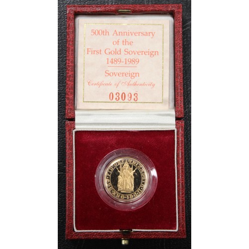 138 - 1989 Proof sovereign, Elizabeth II. One of the key special sovereign issues with design by Bernard S... 