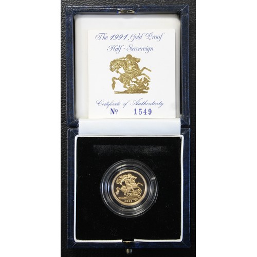 101 - 1991 Proof half sovereign, Elizabeth II. Light marks by upper hoof of horse. Low mintage year with j... 