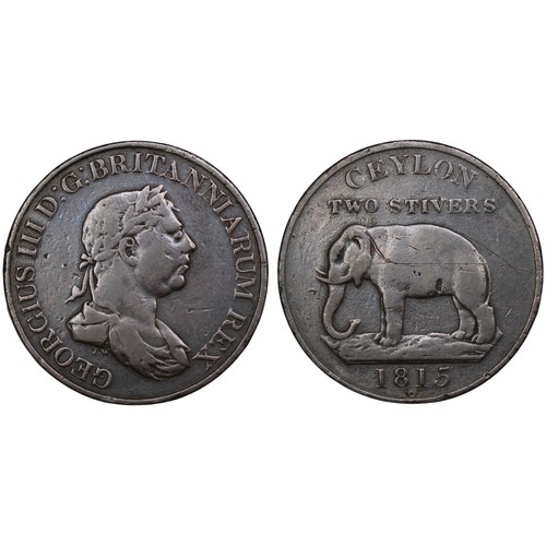 316 - Ceylon, 1815 2 Stivers, George III. A few notable scratches to the reverse and with blue hues perhap... 