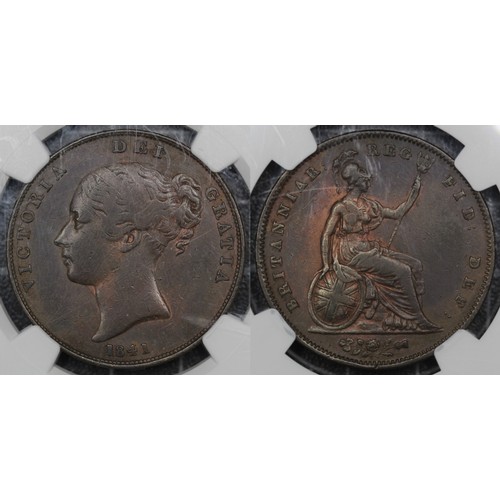 22 - 1841 Penny, NGC VF Details, Victoria young head. gFine/nVF, cleaned. [Peck 1484, S.3948]... 