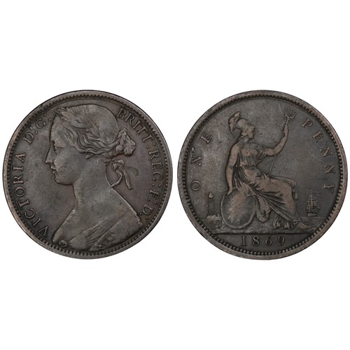 25 - 1869 Penny, Victoria, one of the key series dates. Scarce in all grades above Fine with this example... 
