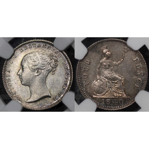 42 - 1840 Groat, NGC MS63, Victoria. Subtly toned with underlying brilliance and attractive in hand. Smal... 