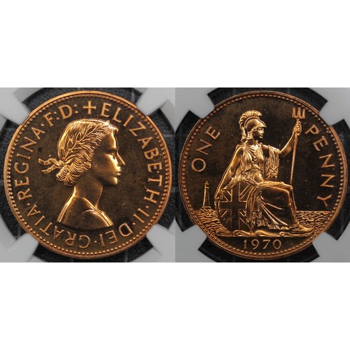 30 - 1970 Proof Penny, NGC PF67RB, Elizabeth II. The last penny issue, offered in the proof sets only. aF... 