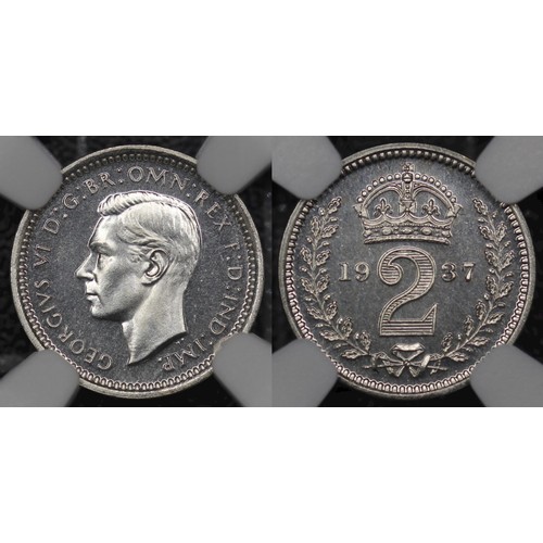 41 - 1937 Proof Maundy set, NGC PF66-67, George VI. Obv. bare head right, Rev. crowned denominations divi... 