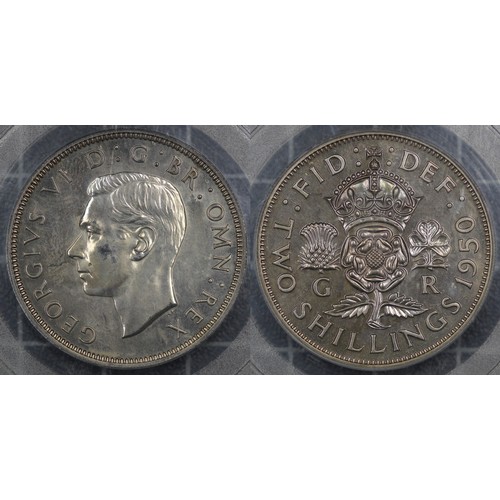 60 - 1950 Proof Florin, PCGS PR63, George VI. A few marks to the obverse cheek and the fields slightly ha... 