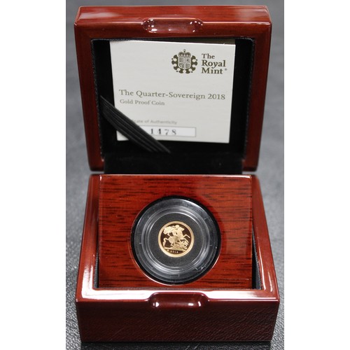 89 - 2018 Proof quarter sovereign, Elizabeth II. Crowned 65 privy mark in exergue. A couple of areas of i... 