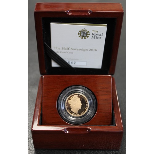 121 - 2016 Proof half sovereign, Elizabeth II. Some light handling marks on cheek with soft hairlines evid... 