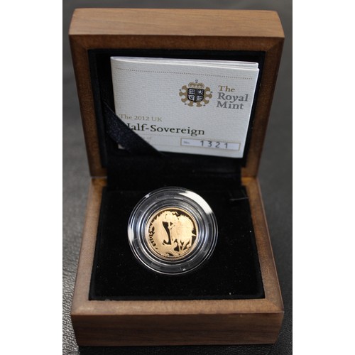 120 - 2012 Proof half sovereign, Elizabeth II. Special reverse with stylised St. George & the dragon b... 