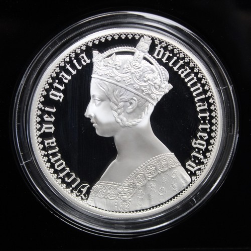 202 - 2021 Silver proof 5oz £10 featuring the Gothic Crown Portrait, part of the Great Engravers Series. C... 